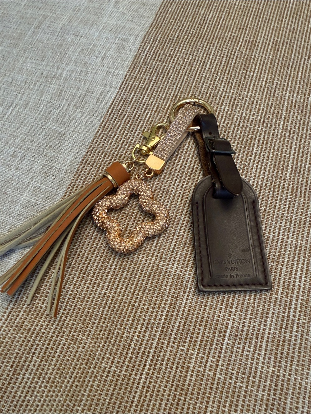 Louis Vuitton Damier Ebene Luggage Tag with free charm